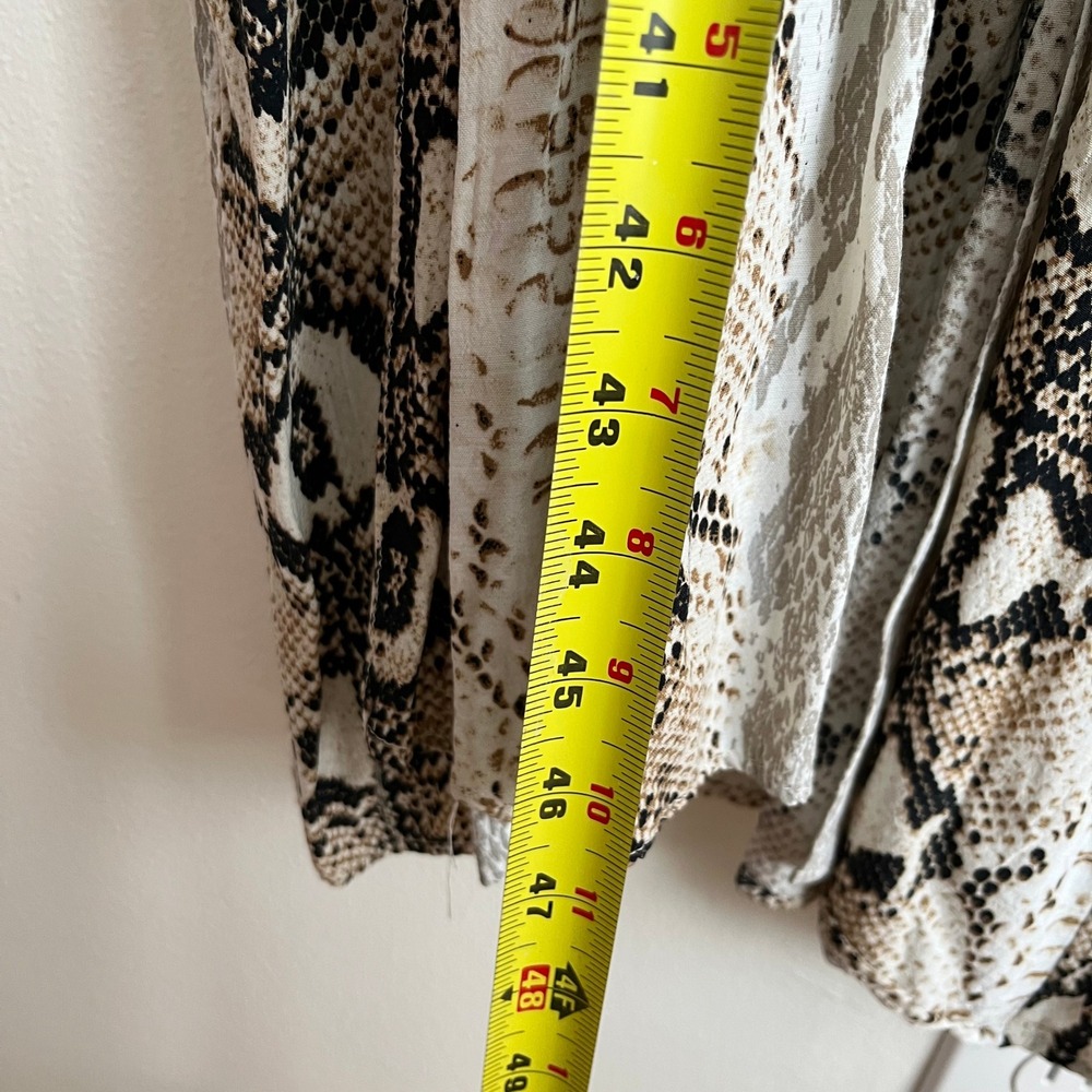 Topshop Snakeskin Print Midi Shirt Dress Tan Cream‎ Mob Luxe High SlitUS 10 - Picture 11 of 14